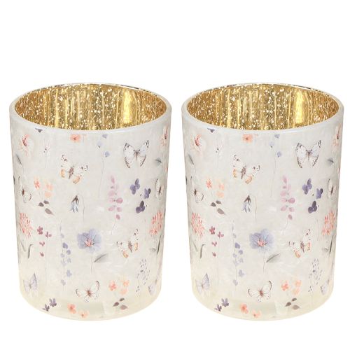 Produkt Szklany świecznik typu tealight z motywem motyla, idealny na przytulne chwile w domu, 12,5 cm, 2 sztuki