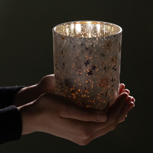 Produkt Szklany świecznik typu tealight z motywem motyla, idealny na przytulne chwile w domu, 12,5 cm, 2 sztuki