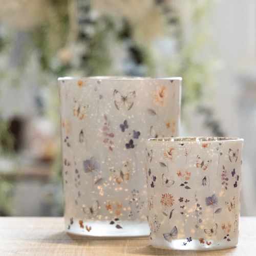 Produkt Szklany świecznik typu tealight z motywem motyla, idealny na przytulne chwile w domu, 12,5 cm, 2 sztuki