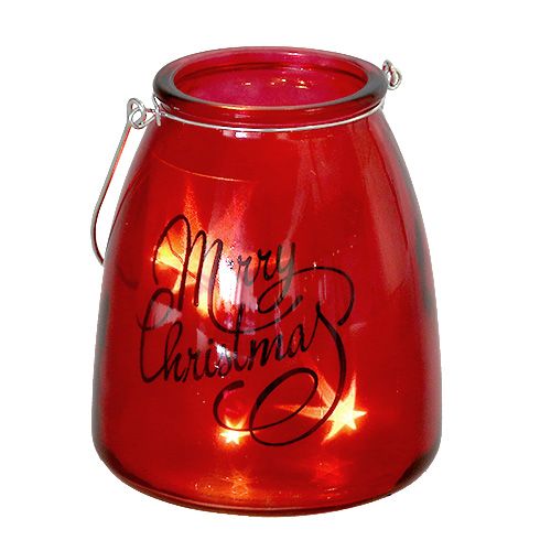 Floristik24 Lampion z oświetleniem czerwony Ø12cm H14,5cm