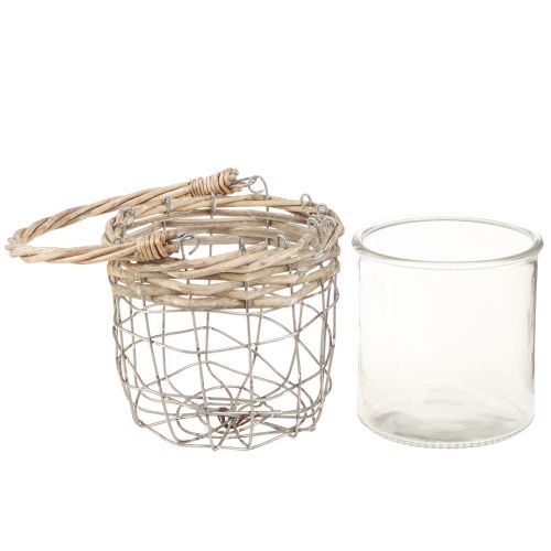 Produkt Latarnia wisząca szklana metalowa wiklina Ø14,5cm 2szt
