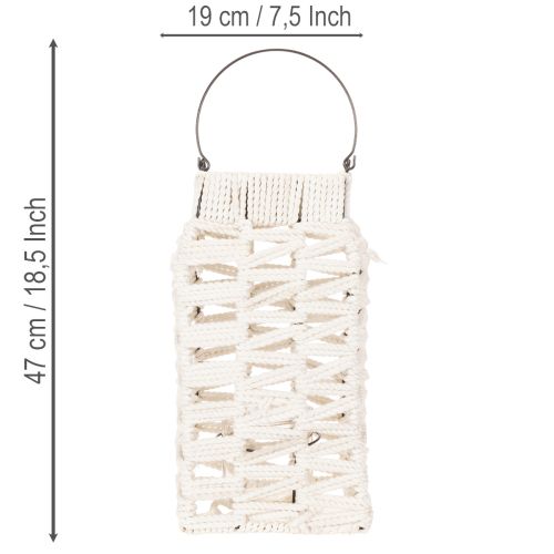 Wisząca latarnia, letnia dekoracja, makrama wys. 35,5 cm szer. 19 cm | Floristik24.pl