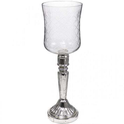 Produkt Latarnia szklana świeca szkło antyczne przezroczyste, srebrne Ø11,5cm W34,5cm