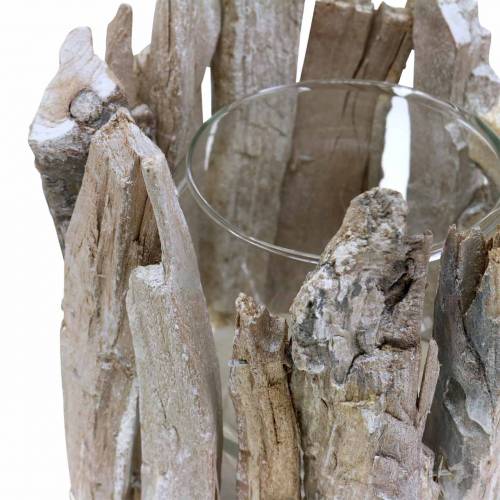 Floristik24 Latarnia Drewno Białe Washed Ø14cm H14cm