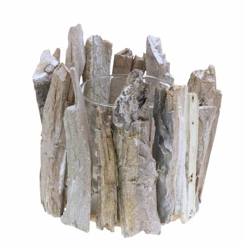 Floristik24 Latarnia Drewno Białe Washed Ø14cm H14cm