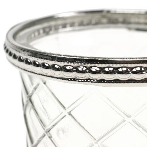 Floristik24 Tealight Jar Rhombus z metalową obręczą Ø8cm H5,5cm 4szt.