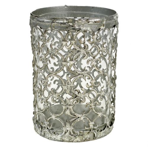 Floristik24 Latarnia antyczne srebro Ø10,5cm W14,5cm 1 szt
