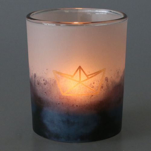 Floristik24 Lampion niebiesko-biały z łódką i rybką Ø6cm