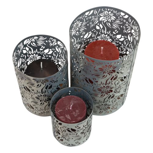 Produkt Dekoracyjna latarnia metalowa ogrodowa szara H10/15/20cm, zestaw 3 szt