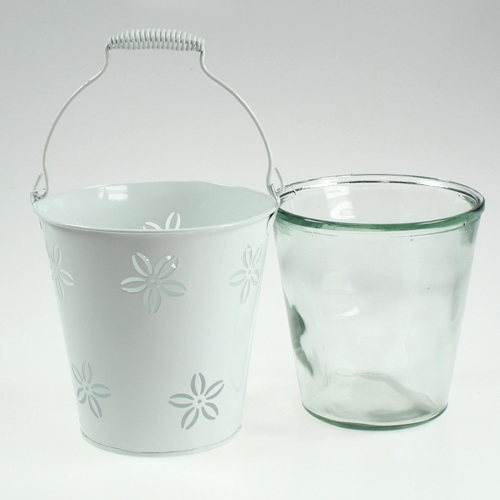Floristik24 Wiadro do latarni białe Ø17cm W17cm