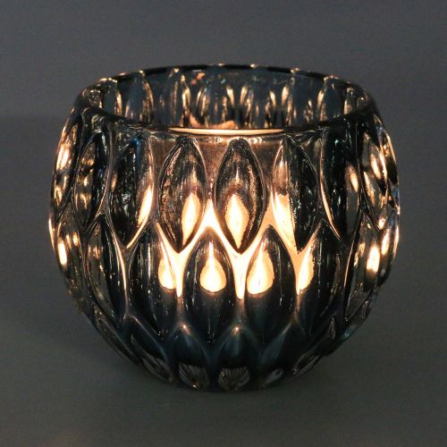 Floristik24 Szklana Latarnia Ciemnoniebieska Ø11.5cm W9cm