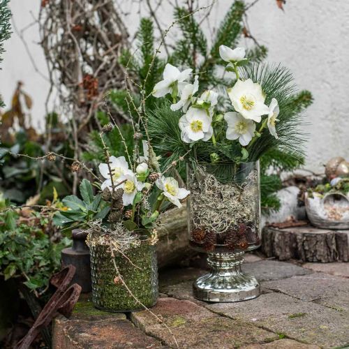 Floristik24 Latarnia szklana świeca szkło antyczne srebro Ø13cm W24cm