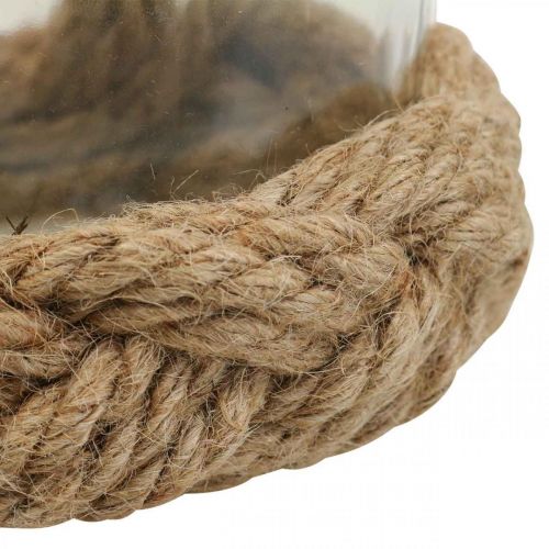 Floristik24 Latarnia szklana pleciona z naturalnego włókna konopnego Ø13cm W10cm
