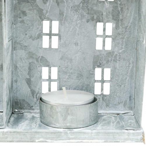 Produkt Dekoracja okienna Boże Narodzenie, latarnia, diorama seria domów, metalowa dekoracja srebrna shabby chic dł.20cm wys.20cm