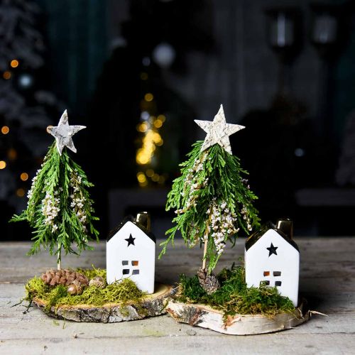 Floristik24 Latarnia ceramiczna latarnia na tealight biała, złota 10cm 3szt