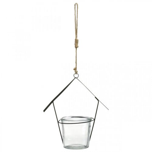 Produkt Latarnia, świecznik na tealighty do zawieszenia, dekoracja metalowa, szkło H21,5cm 2szt