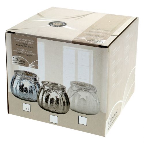 Floristik24 Latarnia jasnoniebieska ze światłem LED Ø11cm W10cm