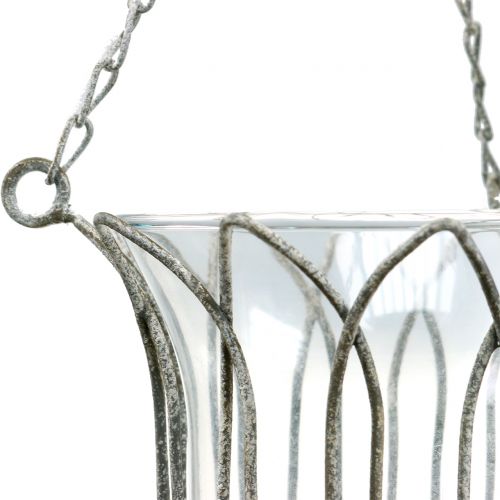 Floristik24 Latarnia wisząca szara Ø14cm H45cm