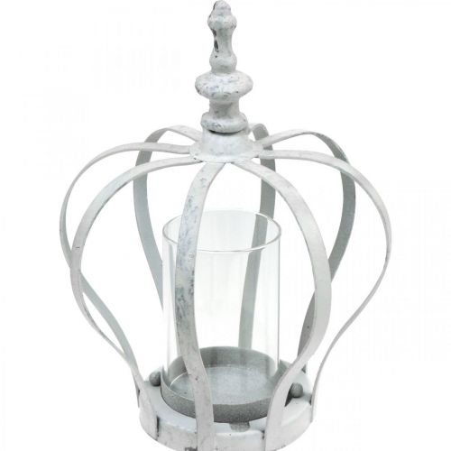 Floristik24 Korona z lekkiego wiatru, metalowa dekoracja w stylu vintage, biały shabby chic Ø14cm W19cm
