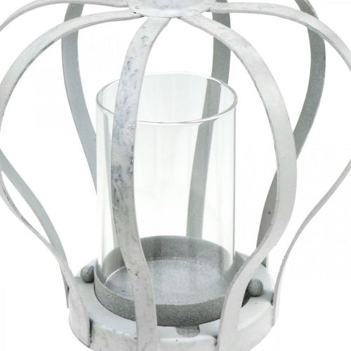 Floristik24 Korona z lekkiego wiatru, metalowa dekoracja w stylu vintage, biały shabby chic Ø14cm W19cm