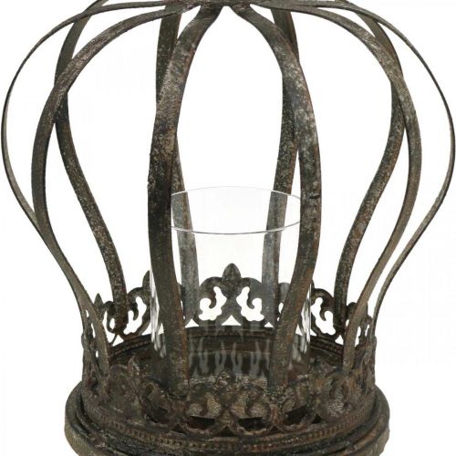 Produkt Korona jako latarnia, dekoracja świecy, metalowa korona antyczny wygląd W28cm Ø21cm