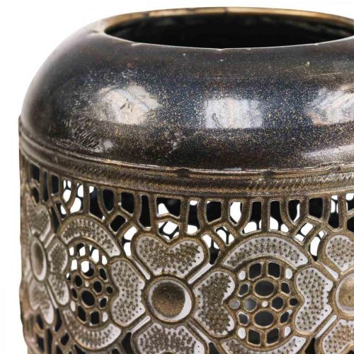 Floristik24 Latarnia metalowa świecznik na tealighty w stylu vintage kwiaty Ø12,5cm