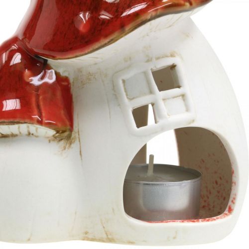 Produkt Lampka wiatrowa, domek z grzybkiem, podstawka pod tea light, dekoracja jesienna, ceramiczna H15cm 2szt.