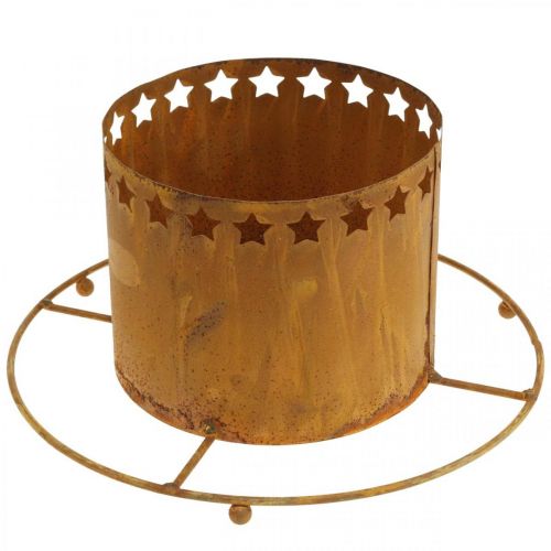 Lampion z Gwiazdami, Adwentowy, Metalowy uchwyt na wieniec, Dekoracja świąteczna Rdza Ø25cm