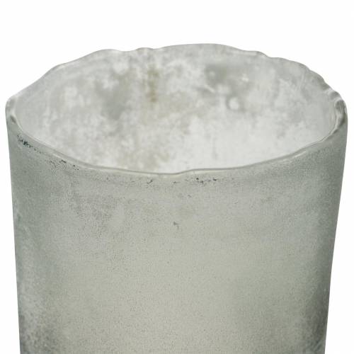 Floristik24 Lampion szklany szary matowy Ø8,5cm H9,5cm