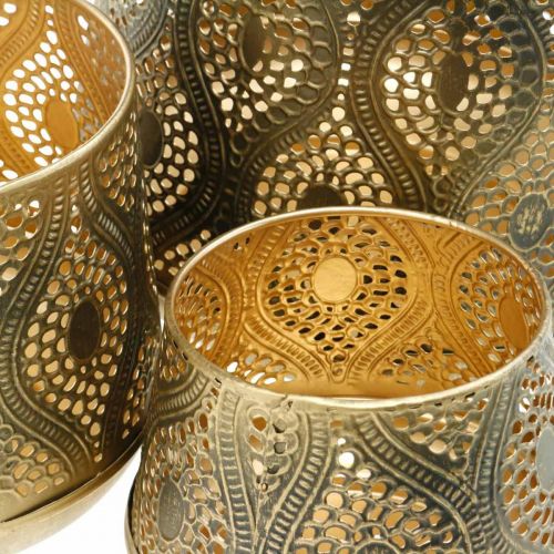 Floristik24 Zestaw lampionów orientalnych, metalowa latarnia, dekoracja złota świeca, rustykalna Ø25/19/14cm W23,5/17/12,5cm