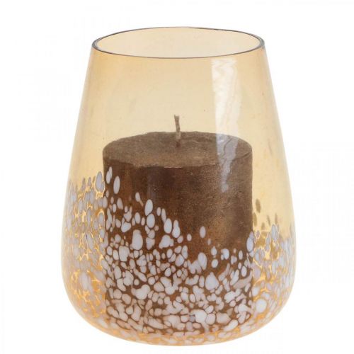 Produkt Latarnia szklana świecznik na tealight szklana dekoracja brązowa biała Ø10cm