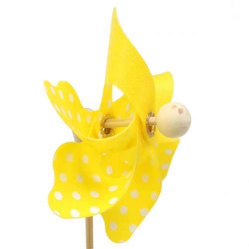 Floristik24 Wiatraczek mini z kropkami żółty Ø8cm 12szt.