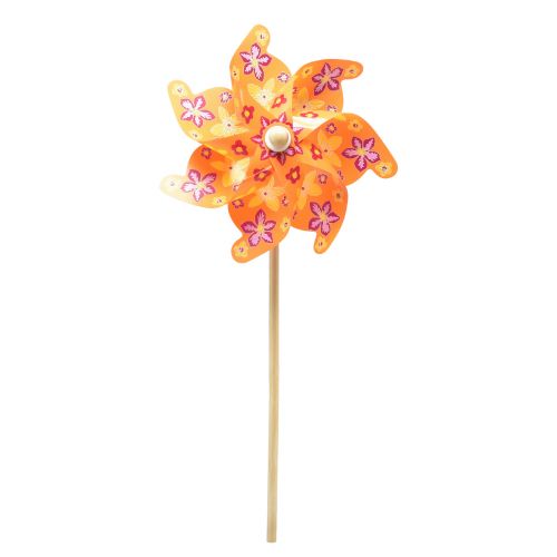 Floristik24 Wiatrak na patyku wiatraczek pomarańczowożółty różowy Ø30,5cm 74cm