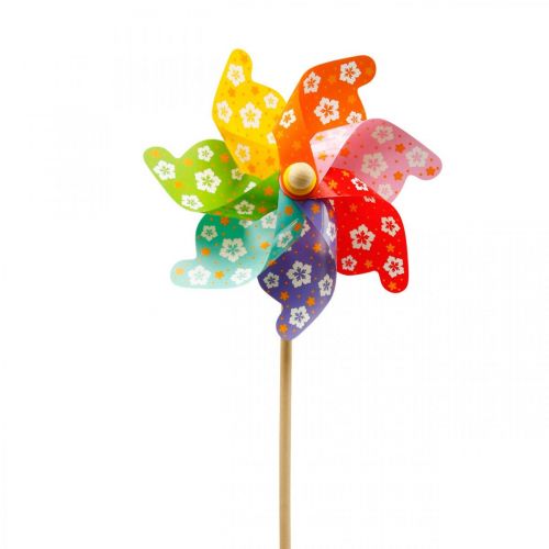 Floristik24 Patyk ogrodowy Wiatrak Wiatraczek Dekoracja ogrodowa kolorowa Ø31cm W75cm