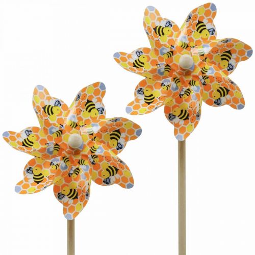 Floristik24 Drewniany słupek ogrodowy Wiatraczek Pszczoła Ø17cm W48cm 4szt