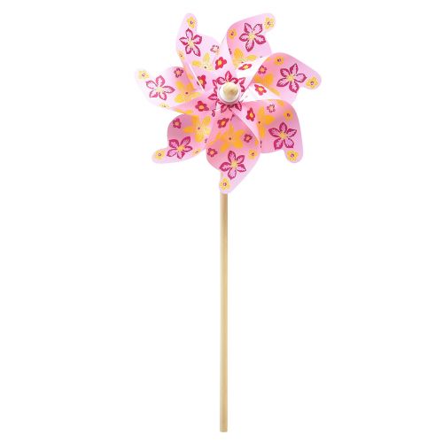 Floristik24 Wiatraczek na patyku dekoracja wiatraka różowożółty Ø30,5cm 74cm