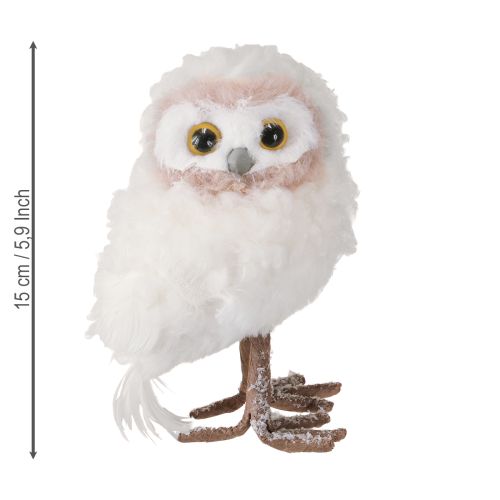 Produkt Dekoracja zimowa figurki sowy stojące białe 15cm 2 szt.