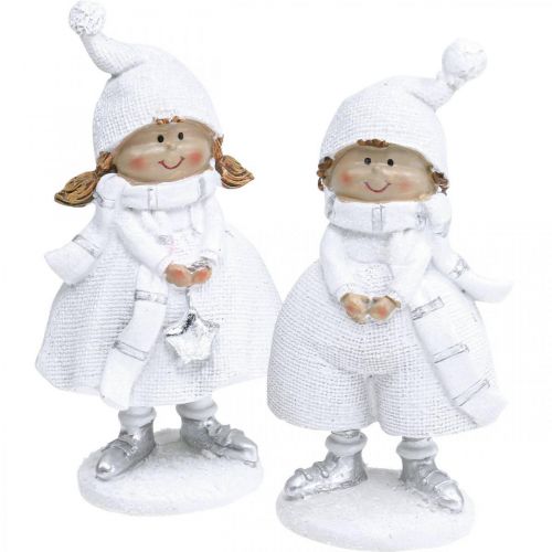 Floristik24 Zimowe figurki dziecięce Świąteczna zimowa dekoracja W17cm zestaw 2 sztuk