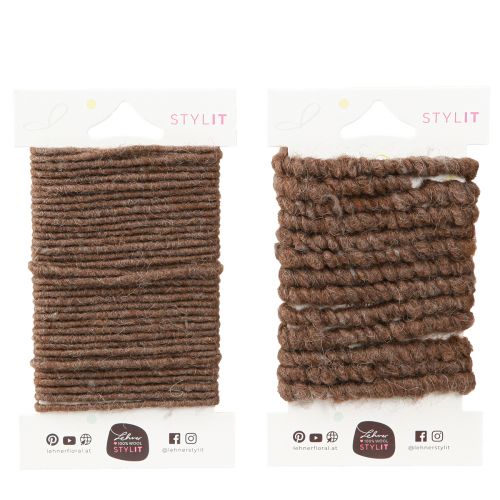Produkt Nici wełniane, knoty, sznurek filcowy w kolorze brązowym, dł. 7 m, zestaw 2 szt.