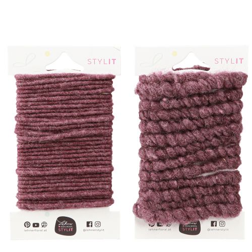 Produkt Filc wełniany Dekoracyjny sznurek Filcowy Knot Nić Jagodowa L7m Zestaw 2szt