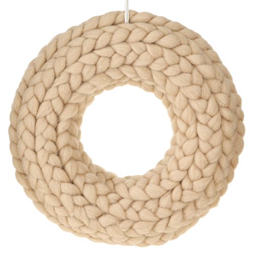 Floristik24 Wianek dekoracyjny z filcu wełnianego do zawieszenia jasnobrązowy Ø25cm W4cm