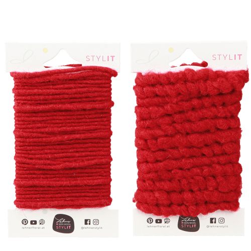 Produkt Sznurek wełniany czerwony sznurek filcowy knot nici polarowe dł. 7m zestaw 2 szt.