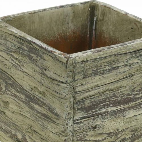 Floristik24 Doniczka kwadratowa 15x15cm betonowa donica drewno wygląd