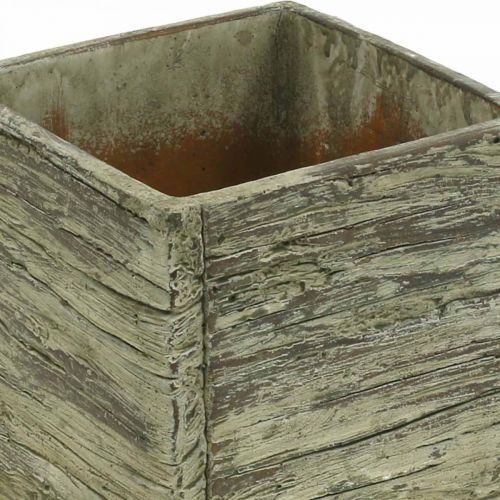 Floristik24 Doniczka kwadratowa 12x12cm betonowa kostka drewnopodobna