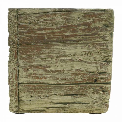 Floristik24 Doniczka kwadratowa 12x12cm betonowa kostka drewnopodobna