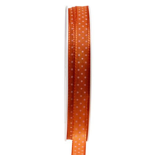 Floristik24 Wstążka prezentowa w kropki Wstążka ozdobna pomarańczowa 10mm 25m