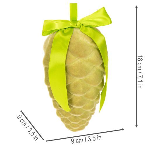 Dekoracyjne szyszki sosnowe do zawieszenia, szyszki flokowane ze wstążką i kokardą, 18 cm, 3 sztuki | Floristik24.pl