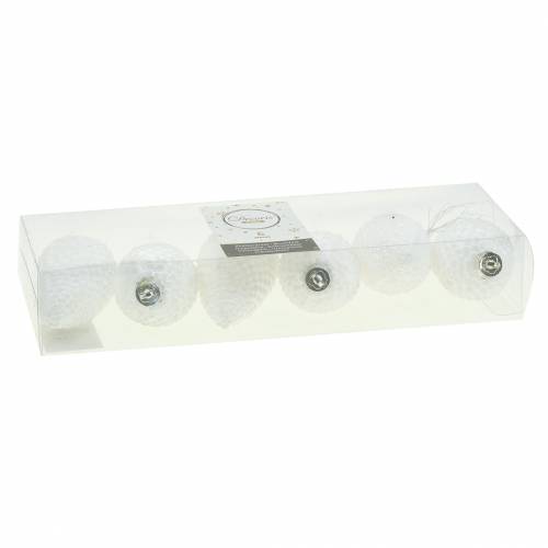 Floristik24 Choinka Dekoracyjna Szyszki Białe 8cm 6szt