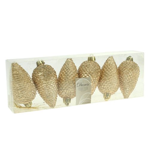 Produkt Szyszki plastikowe jasne złote 8cm 6szt. do zawieszenia