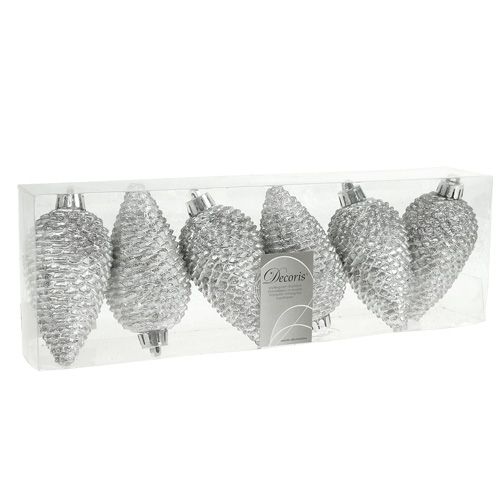 Produkt Szyszki plastikowe srebrne 8cm 6szt. do powieszenia